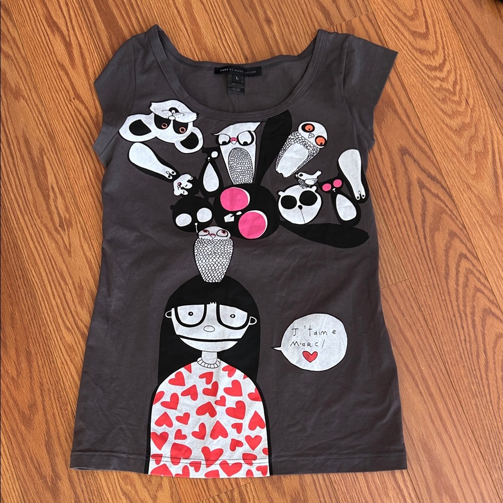 Marc By Marc Jacobs Black and Red Graphic Tee